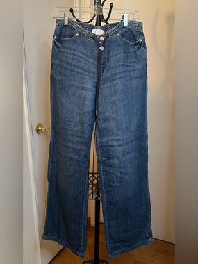 Habitual Kira Wide-Leg Women's Jeans in Dark Blue Denim
